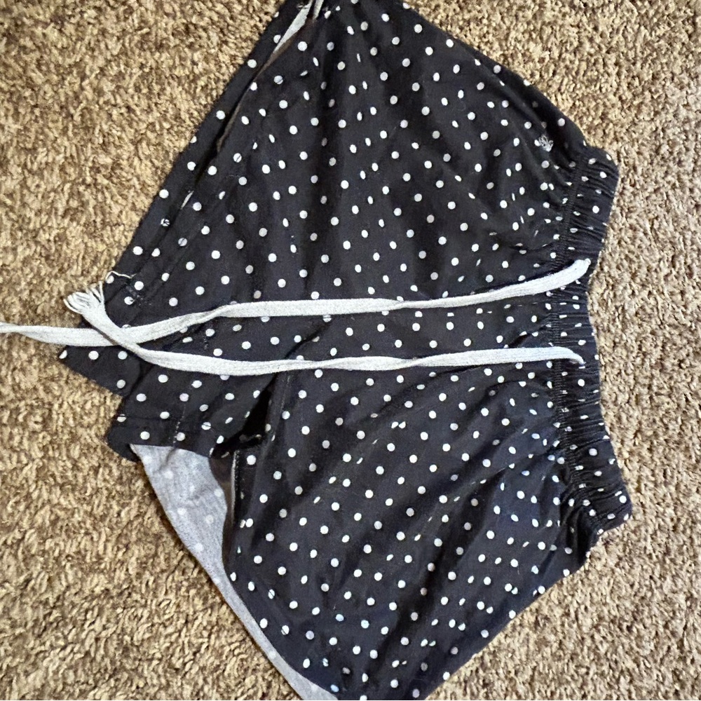 Black Polka Dot Drawstring Lounge Shorts